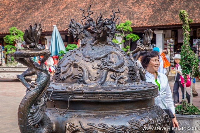 Ancient bronze incense burner at the Temple of Literature