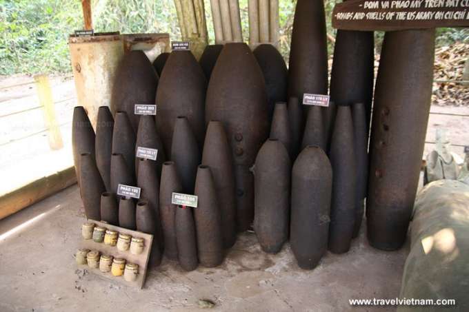Bombs and Shells of the US Army on Cu Chi Tunnels