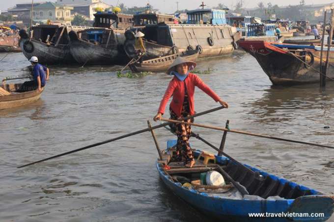 Boat is a convenient way to transport goods in Mekong Delta