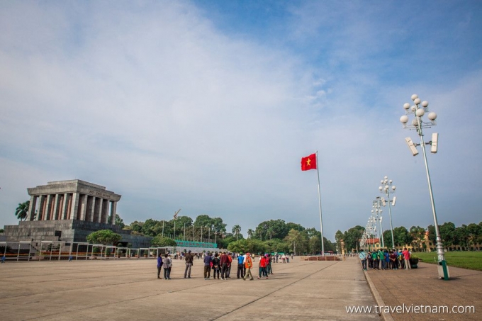 The historic Ba Dinh Square in front of Ho Chi Minh Mausoleum