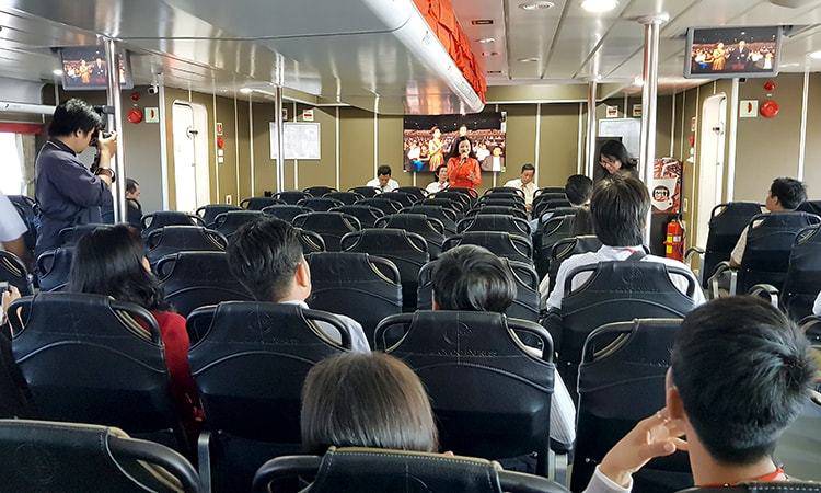 Passengers on Phu Quoc Express VIP Catamaran's economy cabin (Rach Gia - Nam Du - Rach Gia)