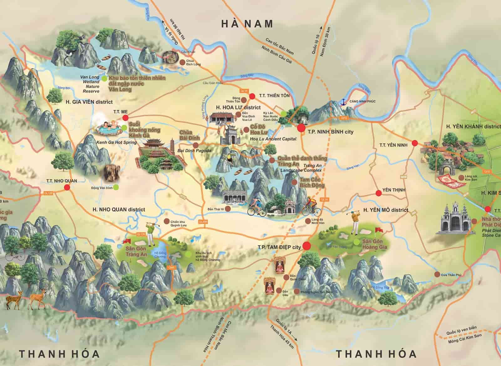 Map of Ninh Binh Viet Nam