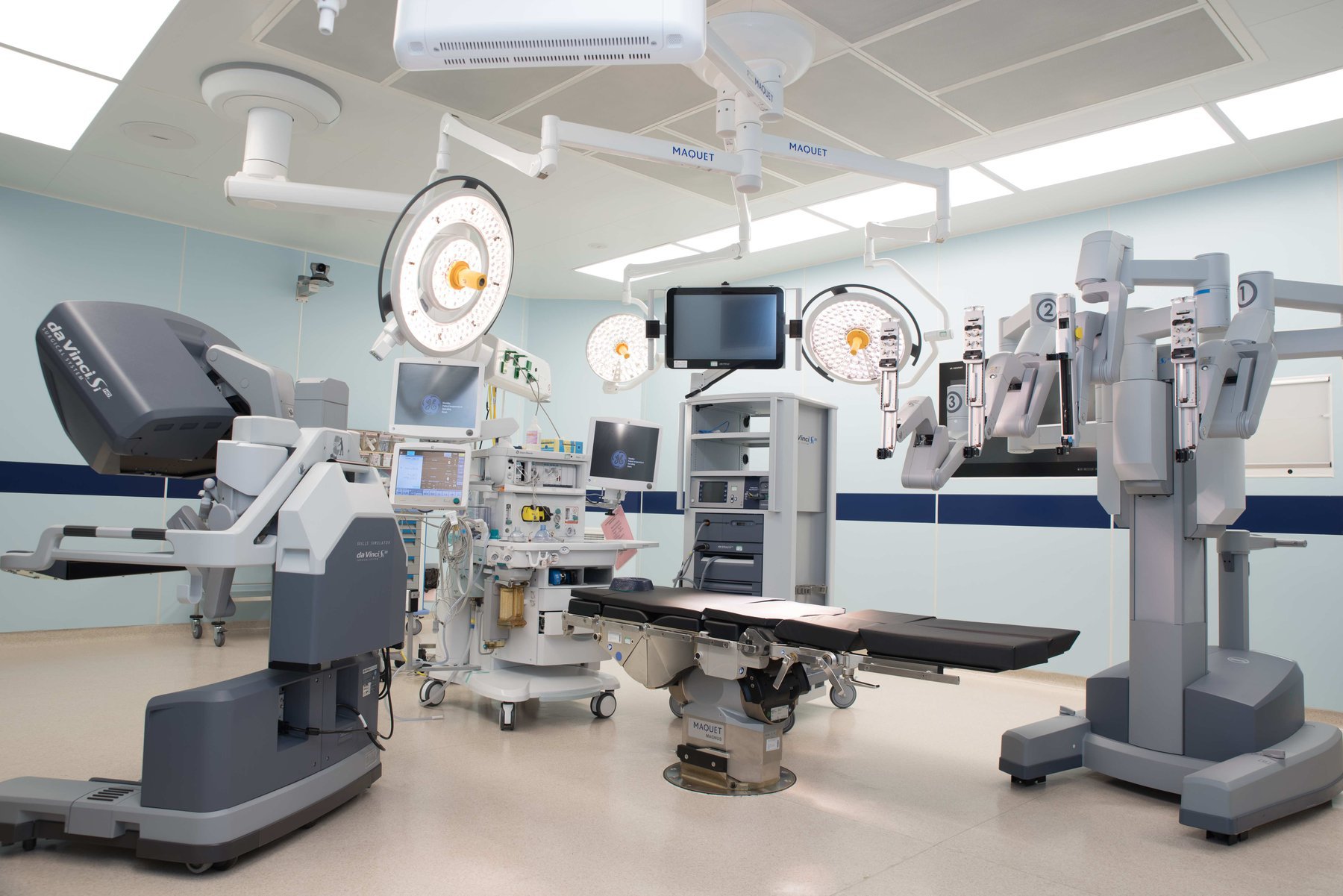 Hybrid operating room with many modern equipment at Vinmec International Hospital