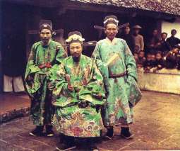 Military Mandarin, Mandarin and provincial chief prefect in solemn audience costume.1915 near Hanoi