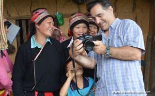 Foreign tourists visit local family