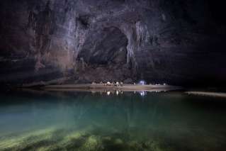 Adventurers camping in the cave