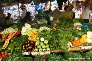 Colorful vegetables stall in local market