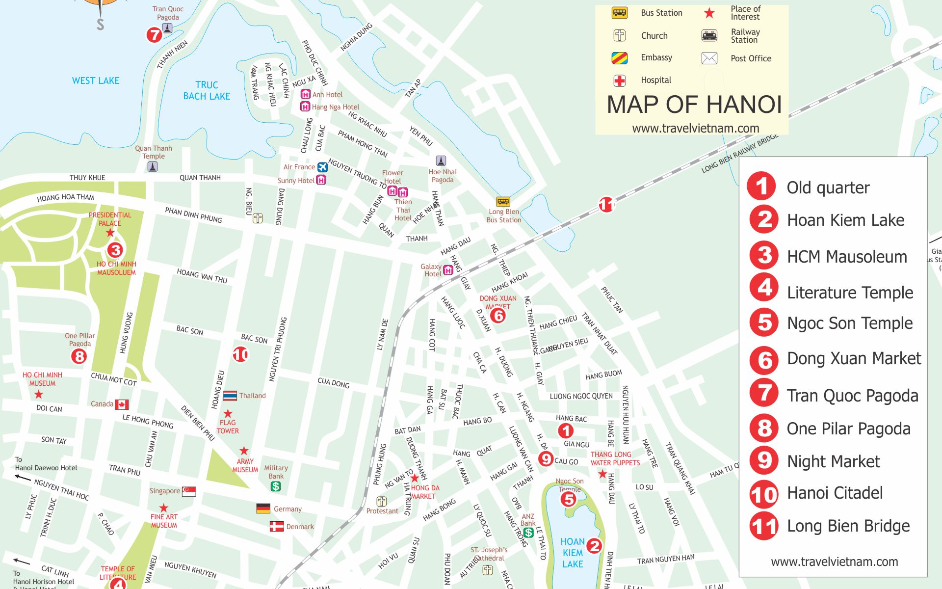 Hanoi Travel Map by TravelVietnam.Com