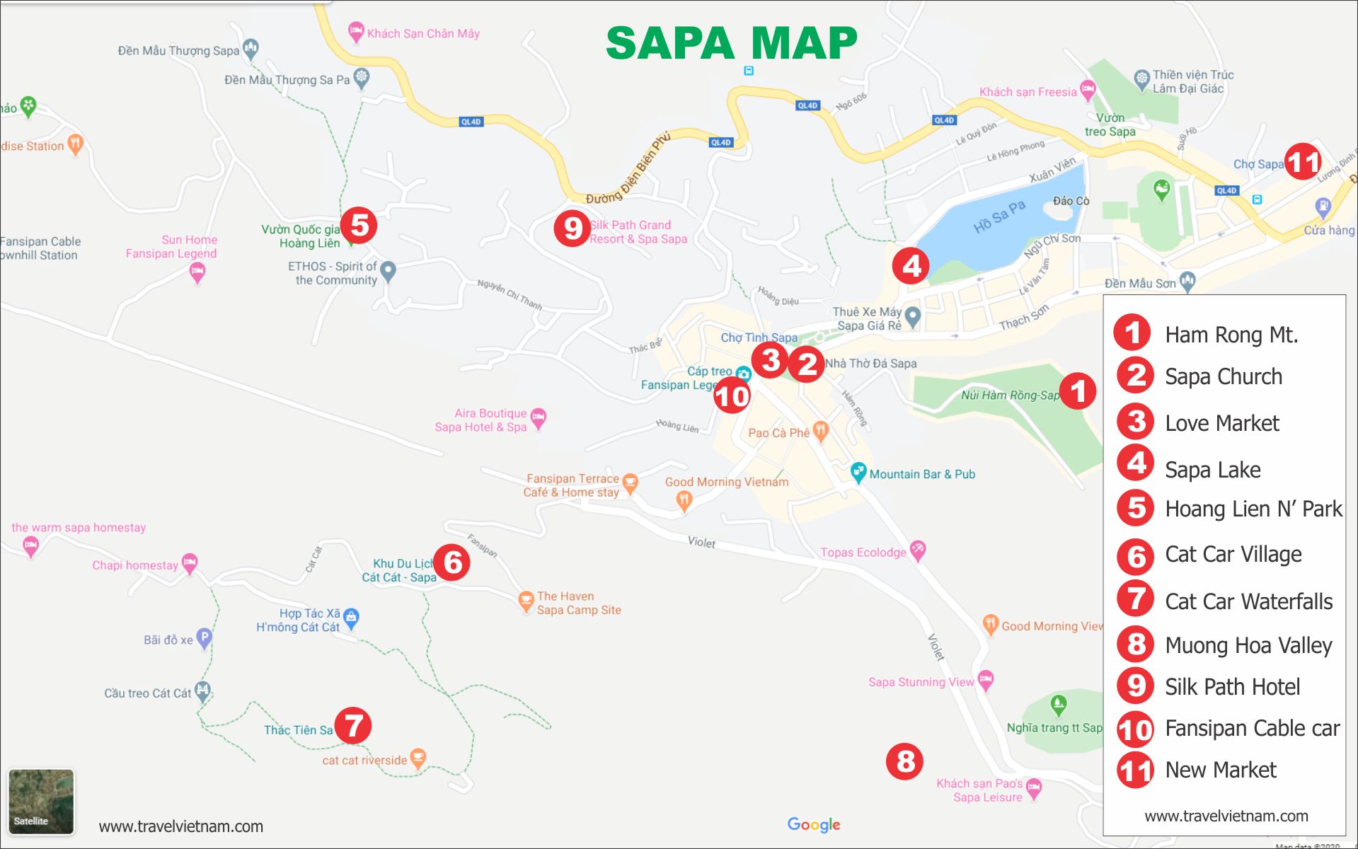 Sapa Travel Map, Tourist Map