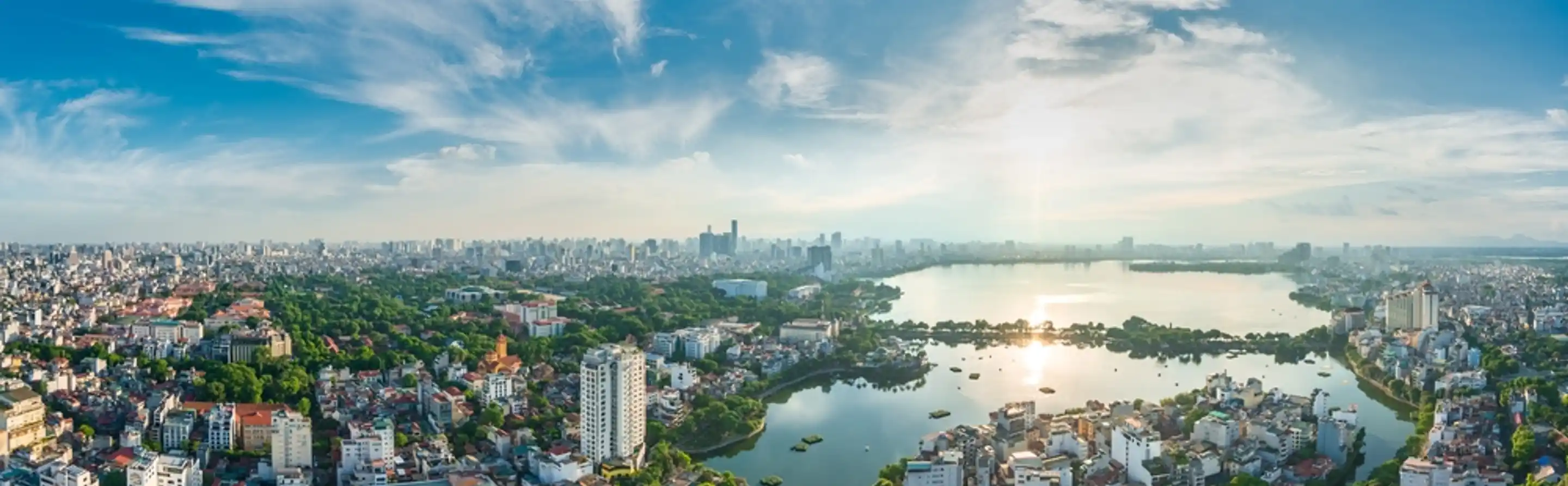 A panoramic view of Hanoi, showcasing its top tourist attractions.