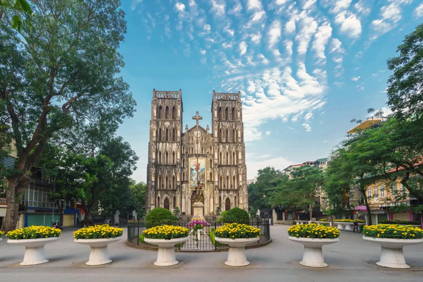 The Hanoi Big Church, also known as St. Joseph's Cathedral, is an iconic landmark in the heart of Hanoi, Vietnam, showcasing stunning French Gothic architecture.