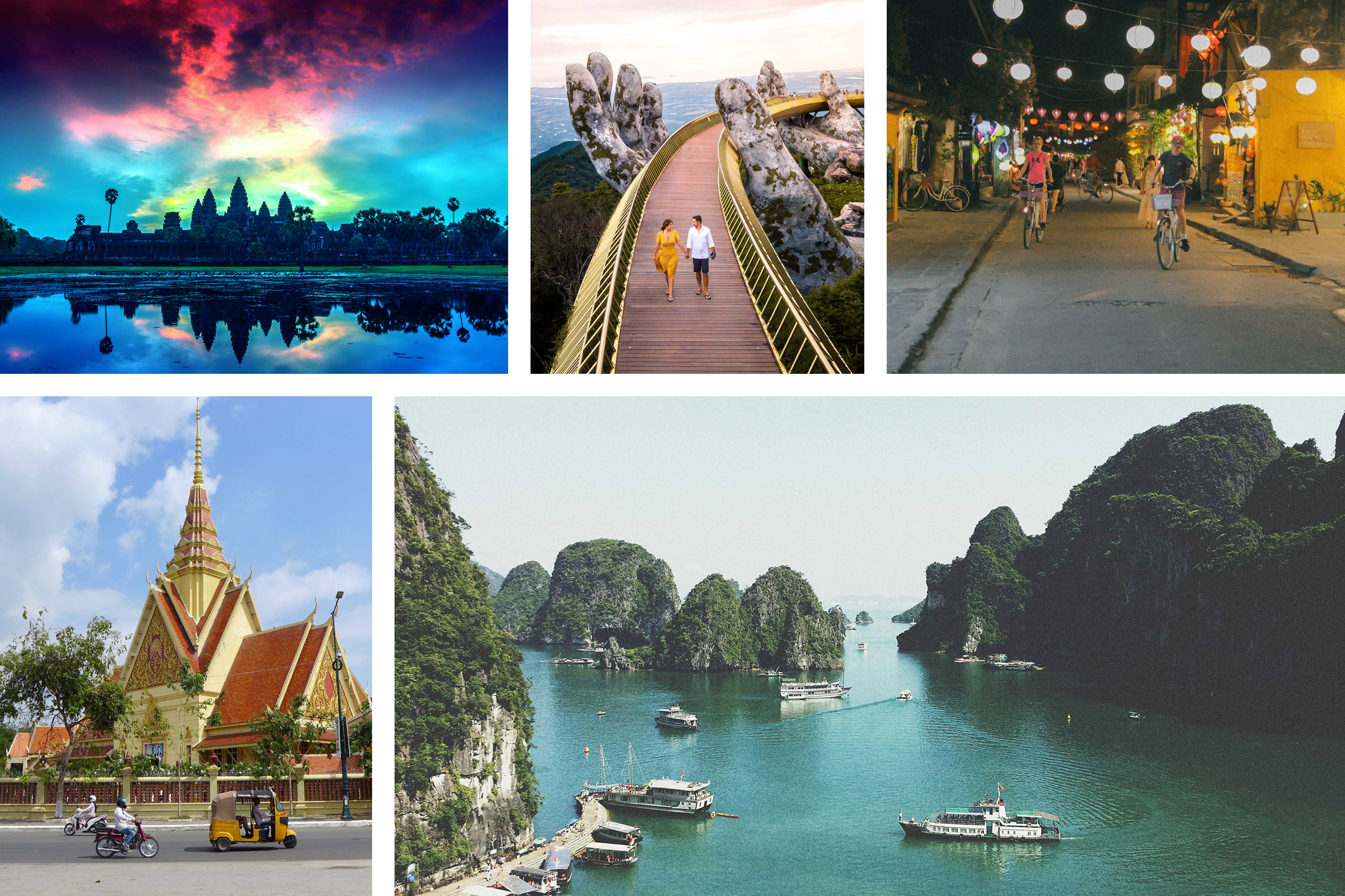 Vietnam and Cambodia are two neighboring countries in Southeast Asia that offer stunning natural and cultural attractions. From the ancient temples of Angkor Wat to the scenic Ha Long Bay, from the vibrant capital of Phnom Penh to the charming town of Hoi An, there is something for everyone to enjoy. The best time to visit these destinations is from November to April, when the weather is dry and pleasant.