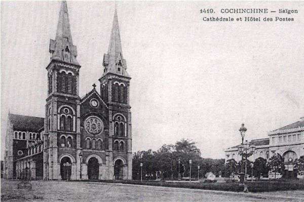 Notre dame cathedral Saigon in the past